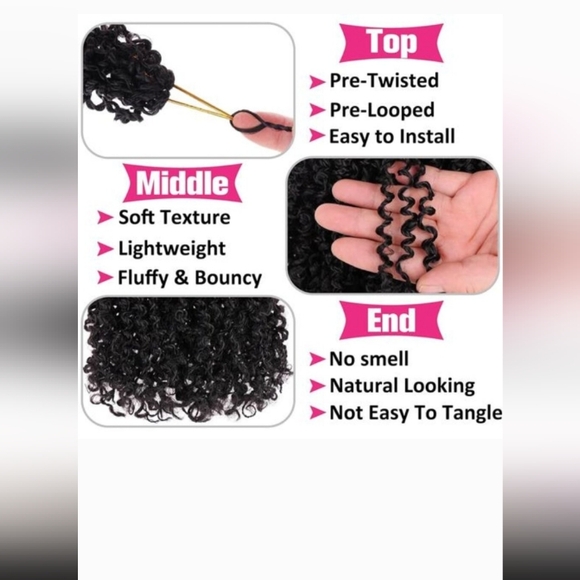 6 Packs Pre-looped Yanky Twist Crochet Hair 24 Strands/PCS Synthetic 12 - Picture 5 of 9